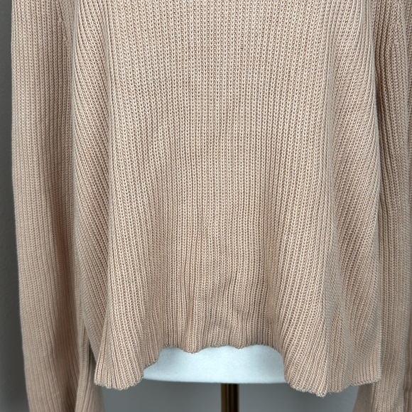 Lafayette 148 Cream Ribbed Cotton-Silk Blend Knit Crewneck Vented Sweater sz S - Picture 6 of 15